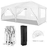 COBIZI Faltpavillon Wasserdicht Gartenpavillon, 3x6M Outdoor Faltpavillon Partyzelt Pavillon Festzelt mit 6 Seitenwänden für Freien, Garten, Party, Hochzeit, Picknick, Markt, Weiß