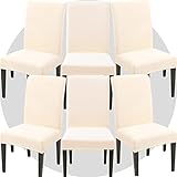 ZHILING Stuhlhussen Bezüge Set von 6 Super Fit Stretch abnehmbare waschbare Esszimmerstuhl Protector Cover Sitzbezug für Hotel, Esszimmer, Zeremonie, Bankett Hochzeitsfeier(Beige)