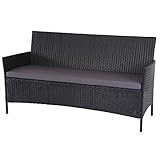 Mendler 3-Sitzer Poly-Rattan Gartenbank Halden, Sitzbank - anthrazit, Kissen anthrazit