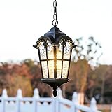 Retro Schwarz Außen Pendellampe Wasserdichter Lichter E27 Höhenverstellbar Hängelampe Aluminium Hängende Lichter Esszimmer Balkon Dekorative Pavillon Outdoor Antiquität Pendant Light 16 * 34 cm