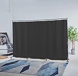 200cm x 300cm Raumteiler-Kit, erweiterbare Privatsphäre-Schirm-Trennwand mit magnetischem Verdunkelungsvorhang, Metallrahmen, Verdunkelungsvorhang für Schlafzimmer, Büro, Bühne, (schwarz) (Black)