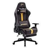 STARUZI Gaming Stuhl Alcantara fabric Drehstuhl mit Fußstütze Ergonomischer Bürostuhl mit hoher Rückenlehne und Lendenwirbelstütze, Gamer Drehstuhl Sessel Einstellbare Sitzhöhe und Rückenlehnenneigung
