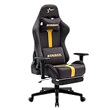 STARUZI Gaming Stuhl Alcantara fabric Drehstuhl mit Fußstütze Ergonomischer Bürostuhl mit hoher Rückenlehne und Lendenwirbelstütze, Gamer Drehstuhl Sessel Einstellbare Sitzhöhe und Rückenlehnenneigung