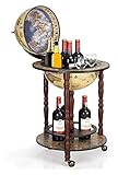 TISVY Weinregal-Trolleys, 330 mm/360 mm, Globus-Getränkeschrank, beweglicher Wiwein-Spirituosen-Schrank, Withers, Weinbehälter, Minibar-Aufbewahrungswagen/Braun (Farbe: Creme)