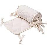 Baby Bettumrandung, Babybett Umrandungen, Kinderbetten Kantenschutz Baby Babybett, Atmungsaktive Polsterung, Kopfschutz Babybett Umrandungen, Rausfallschutz für Babybett Gitterstäbe,A,190*30CM
