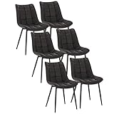 WOLTU 6 x Esszimmerstühle 6er Set Esszimmerstuhl Küchenstuhl Polsterstuhl Design Stuhl mit Rückenlehne, mit Sitzfläche aus Kunstleder, Gestell aus Metall, Anthrazit, BH207an-6