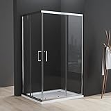 Boromal Duschkabine Eckeinstieg 100x80x185cm Duschkabine Schiebetür 6mm ESG Glas Dusche Duschabtrennung Duschwand