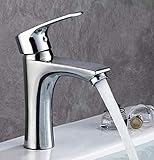 CRJUS Polierter Waschbecken-Wasserhahn, Badezimmer-Wasserhahn, Heißes Und Kaltes Wasser, Ein Loch, Chrom, WC-Waschbecken-Wasserhahn, Einhebel-Wasserhahn