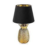 Navaris Tischlampe im Ananas Design - 40cm hoch - Deko Keramik Lampe für Nachttisch oder Beistelltisch - Dekolampe mit E27 Gewinde in Gold-Schwarz