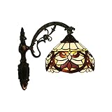JENCUZ Tiffany Stil Wandlampe Vintage Wandlampe Schlafzimmer Wandleuchte Wohnzimmer Einfachheitmuster Glaslampenschirm Wandbeleuchtung Für Treppenhaus Korridor Flur Kinderzimmer E27