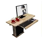 An der Wand montierter Computertisch mit Tastaturablage und Host-Ablage, einfach zu installierender Wandtisch aus Holz, Wandschreibtische für kleine Räume (Größe: S)