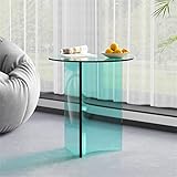 HRZZEOKV Sofa Acryl Beistelltisch, 45 * 45 * 55Cm, Leichter Luxus Transparenter Kleiner Couchtisch, Netflix Kreativer Premium Wohnzimmer Ecktisch Kleiner Beistelltisch, Bunter Nachttisch,Grün