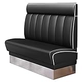 GGMMÖBEL Diner 3 | Dinerbank | B:H 200 x 123 cm | Gestreift | Schwarz | Leder | American Diner Möbel, American Dinerbank