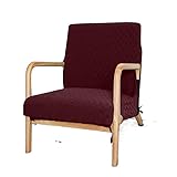 Stuhlhussen Einfarbiger Stuhlbezug, Sesselbezug, Jacquard-Holz, Sesselbezug, Schutz mit Reißverschluss, for Wohnzimmer, Hotel-Dekoration (Color : Wine red)