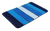 PANA Flauschige Hochflor Badematte • in versch. Farben • Badteppich aus weichen Mikrofasern - rutschfest & waschbar • Duschvorleger 60 x 100 cm • Farbe: Blau