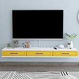 Hängender TV-Schrank, an der Wand montierter Set-Top-Box-Rack, Schlafzimmer-Schubladen-TV-Schrank mit Drahtloch, geeignet für Stopprojektor-Router/Weiß/150 cm/Gelb/120 cm
