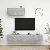 MOONAIRY TV-Schränke 3 STK Wohnwand Wohnzimmer, Wohnzimmer Möbel, Wohnzimmerschrank, Wohnzimmerwand, Anbauwand, Betongrau Spanplatte