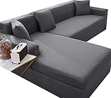 uyeoco Sofabezug Couchbezug Sofa Überwurfdecke L Form/U Form/Ecksofa 3/2/4 Sitzer Sofahusse Beige/Grau rutschfest Sofa Abdeckung Hund Katze Sitzflache Sofaschoner ( Color : D , Size : 235-300cm )