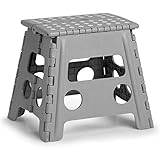 Zeller 13034 Premium Klapphocker faltbar, Kunststoff, grau, TÜV geprüft, belastbar bis 150 kg, ca. 37 x 30 x 32 cm