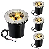 4PCS LED Embedded Buried Lampe - 3W LED Bodenstrahler Auße, LED-Strahler, IP65-Außen-LED-Untergrundeinbaustrahler, Für Weg-, Terrassen-, Brücken- Und Landschaftsbeleuchtung ( Color : Warm White , Size