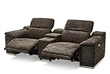 Furnhouse Ibbe Design 2er Sitzer Modul Sofa Braun Stoff Relaxsofa Couch mit Elektrisch Verstellbar Relaxfunktion Heimkino Alexa mit Bar und Ladegerät, 242x102x73 cm