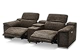 Furnhouse Ibbe Design 2er Sitzer Modul Sofa Braun Stoff Relaxsofa Couch mit Elektrisch Verstellbar Relaxfunktion Heimkino Alexa mit Bar und Ladegerät, 242x102x73 cm