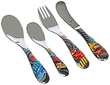 WMF Disney Cars2 Kinderbesteck Set 4-teilig, Kinderbesteck Edelstahl, Besteck Kinder ab 3 Jahre, Cromargan poliert, spülmaschinengeeignet