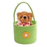 Ravcerol Gewebter Aufbewahrungskorb | Aufbewahrungskorb aus Baumwollseil mit Griff - Geflochtener, bunter, leerer Geschenkkorb mit Blumen für Kleidung, Spielzeug, Handtücher, Geschenke