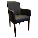 Quattro Meble Schwarz Echtleder Esszimmerstühle Massivholz Stühle David Arm Lederstühle Sessel mit Armlehnen Echt Leder Esszimmer Stuhl