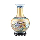 Vasen Exquisite Bodenvase aus Porzellan, große Ornamente, große, emaillierte, dekorative Keramikvase mit Sockel Vase/Blumenvase