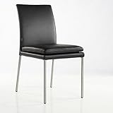 SIX Lederstuhl Ricco Rindsleder Schwarz Leder-Stuhl Lederstühle Edelstahl