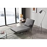 WestWood Schlafsofa 3 in 1 Einzelbett Klappbar 5 Positionen Leinenstoff Stahlboden Holzrahmen Modern Lounge Cabrio Schlafstuhl mit Polsterung Kissen Dunkelgrau