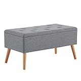 Zedelmaier Sitzbank mit Stauraum Sitztruhen Footstool Aufbewahrungsbox Stuhl Ottoman Polstersitz Moderne Möbel (Graues Leinen)