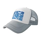 VACSAX Mesh Back Cap for Men Women Summer Baseball Hat White Cloud Blue Sky Print Trucker Hat, Grau, EinheitsgröÃŸe