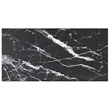 vidaXL Tischplatte Ersatztischplatte Marmorplatte Glasplatte für Esstisch Couchtisch Gartentisch Schwarz 100x50cm 6mm Hartglas in Marmoroptik