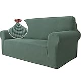 Ystyle Stretch Sofa überzug 2 Sitzer, Elastisch Sofabezug Mit Armlehnen, Jacquard Couch überzug rutschfest, Waschbar Sofa Cover Protector Für Hunde Haustiere, Verde Claro