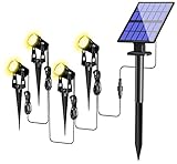 FLOWood Solar Gartenleuchte, 4 in 1 Solarstrahler Solarlampen für Garten, Aluminium-Werkstoffe Wasserdicht LED Solarlampe Außen Solarleuchte, Auto-on/off für Bäume,Sträucher,Gartenweg, Warmes Licht
