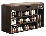 DAZulI Schuhschrank Eingangsbank Schuh-Organizer, Aufbewahrungsbänke Stiefelbank Schuhaufbewahrung Bank mit Sitz Schuhhocker am Eingang Zuhause sitzender Schuhschrank weiches Kissen (Farbe: Braun)
