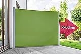 empasa Seitenmarkise Start 2.0 Sichtschutz Sonnenschutz Windschutz Markise ausziehbar für Garten, Balkon und Terrasse, mit Standfuß, Farbe:grün, Groesse:180 x 450 cm