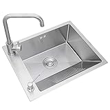 Balkon-Waschbecken Waschbecken mit Waschbrett Heimwaschbecken Einzelwaschbecken Unterbauwaschbecken aus Edelstahl (Seifenspender nicht im Lieferumfang enthalten) (Color : C, Size : 55 * 45 *