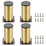 SUMTree 4 Stück 10cm Möbelfüße aus Edelstahl Schrankfüße Beine für Stühle Tisch Schrank Schreibtisch Sofa Möbelbeine mit Schrauben Einfachen Montage Runde(Golden)
