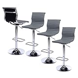 chairus Ergonomische Drehbarhocker aus PU-Leder, 4 Stück, hohe Hocker, verstellbare Höhe, Küchenthekenhocker (Grau-4)