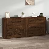 Youuihom Wohnzimmer-Sideboard, Bodenschränke, Konsolenschränke, Geeignet für Bars, Küchen, Wohnzimmer, Esszimmer, Cafés, Sideboards 2 STK. Braun Eichen-Optik Holzwerkstoff