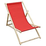 ECD Germany Liegestuhl klappbar aus Holz - 3 Liegepositionen - bis 120 kg - Rot - Sonnenliege Gartenliege Relaxliege Strandliege Liege Strandstuhl Klappliegestuhl Holzklappstuhl Strandliegestuhl