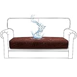 Dioxide Wasserdicht Sofa Sitzkissenbezug High Stretch Sitzkissenschutz Elastischer Kissenbezüge Husse Überzug Bezug für Sofa Sitzkissen (Kaffee, 2 Sitzer)
