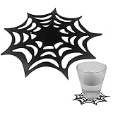 Halloween-Tischsets | Schwarze Untersetzermatten für Tische | Halloween-Tischset mit schwarzem Spinnennetz, wärmeisolierend, dekoratives Tischset für Zuhause, Party, Tischdekoration für Pomrone