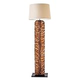 riess-ambiente.de Boho Stehlampe LEAF 180cm natur Longanholz handmade Leinenschirm beige Wohnzimmerleuchte