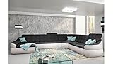 Stylefy U-Form Wohnlandschaft Alisa - Couchgarnitur (HxBxL): 100x297x375 cm - Polsterecke Kunstleder MADRYT Strukturstoff LARS Weiß Schwarz Links mit Schlaffunktion und Stauraum