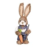 Hearthxy Osterhasen Figuren Strohhase Stehender Hase Oster Dekoration Simulation Kaninchen Stroh Osterhase Pärchen Dekoration für Ostern Dekor Garten Party Home Dekorationen