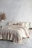 BOHORIA® Musselin Kuscheldecke (warm 4-lagig) „Linea“ extra groß 230x230cm | 100% Baumwolle | Überwurf für Sofa, Sessel & Bett | Kuscheldecke Sofadecke Wohndecke (230x230cm, Linea) (Sepia)